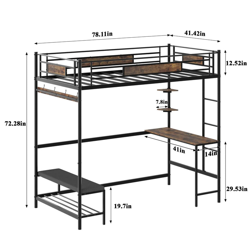 Twin Size Loft Bed Frame with Storage by HouseOfZazla