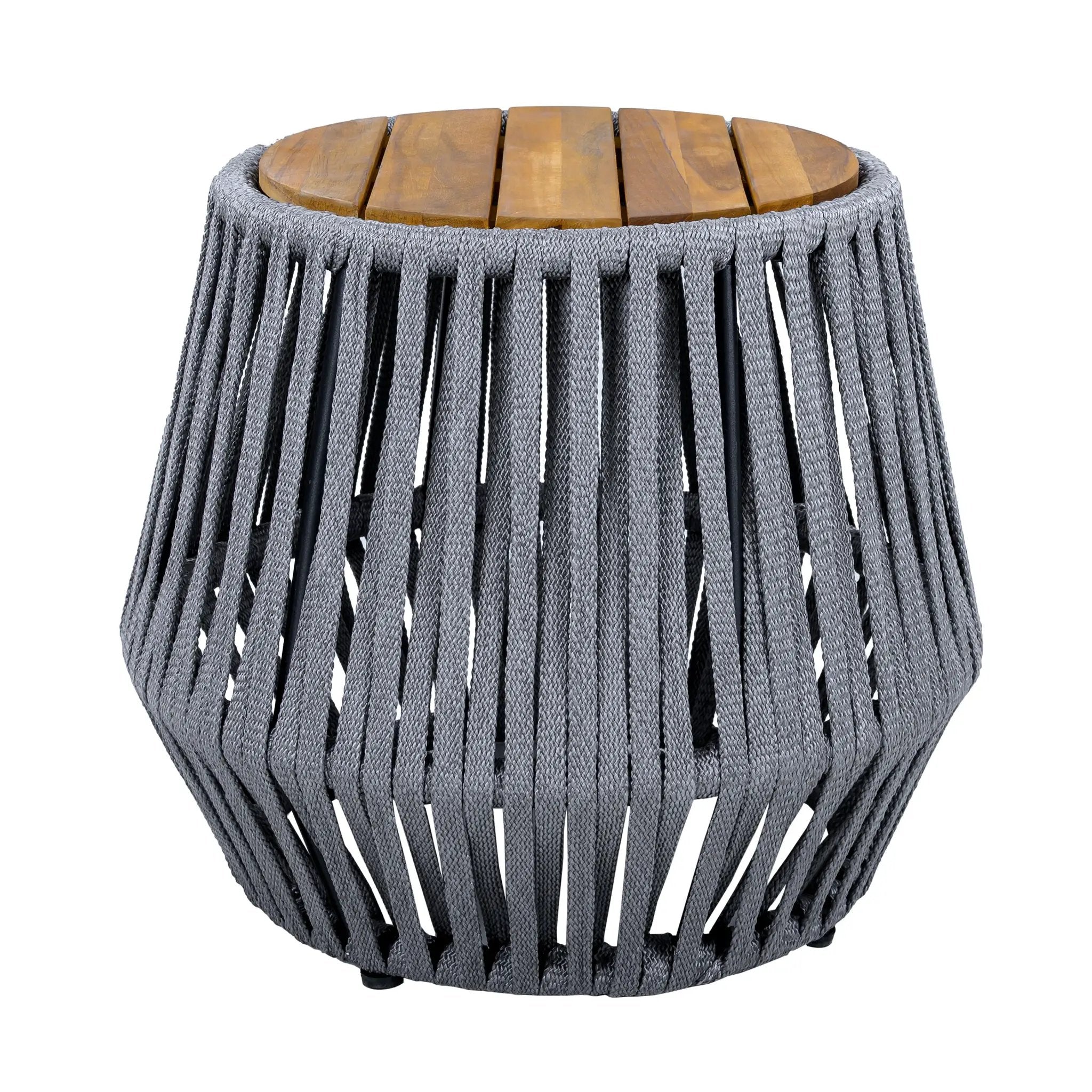 Outdoor Side Table with Rope and Acacia Wood by HouseOfZazla