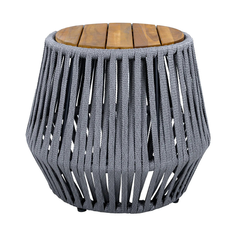 Outdoor Side Table with Rope and Acacia Wood by HouseOfZazla