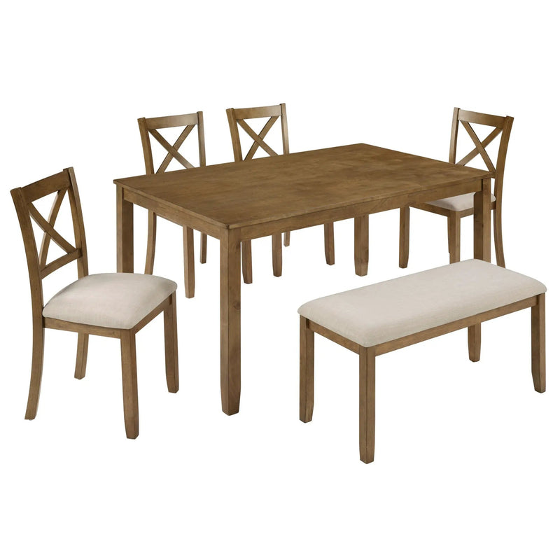 Oak Finish 6-Piece Dining Table Set by HouseOfZazla