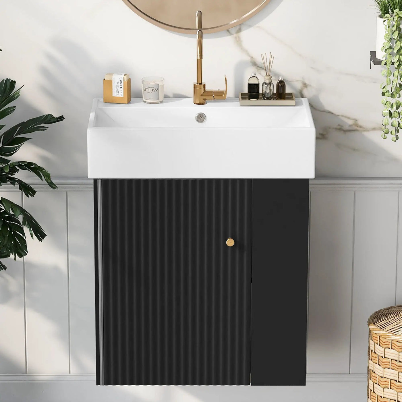 Modern Floating Bathroom Vanity With Ceramic Basin Perfect For Small Bathrooms by Unique Piece Furniture