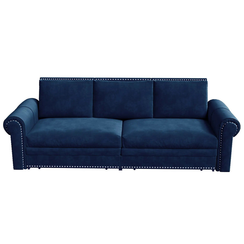 3 In 1 Convertible Sleeper Sofa With Nailhead Trim & Rolled Arm by HouseOfZazla