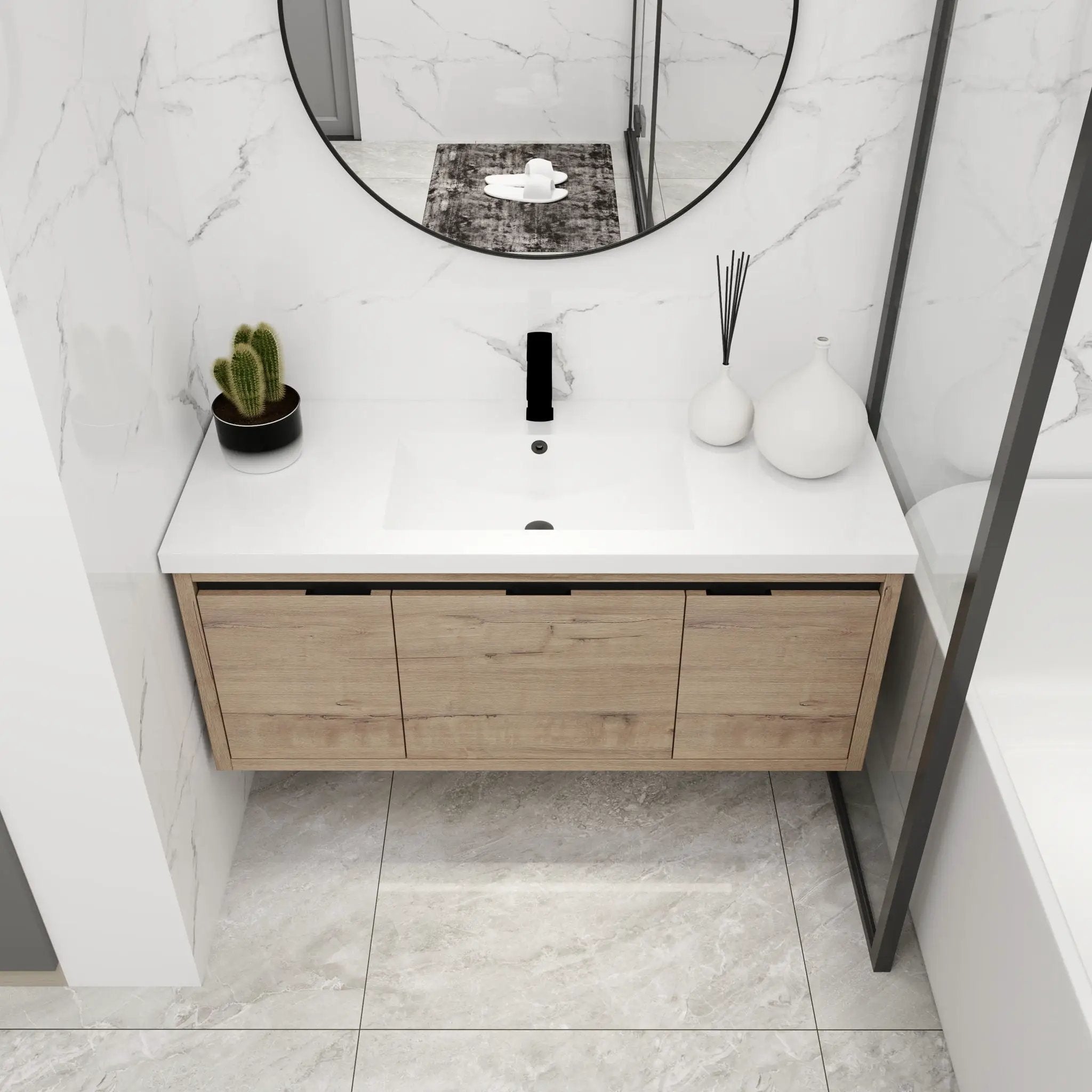 Floating Bathroom Vanity With Resin Sink And Soft Close Doors by Unique Piece Furniture