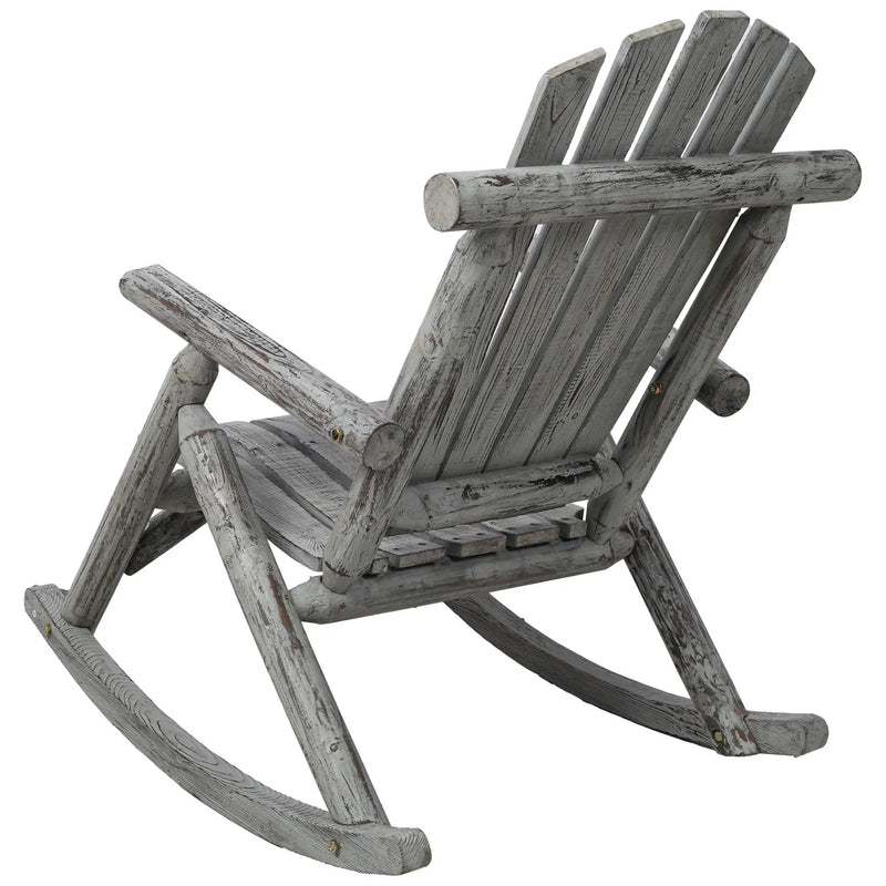 Durable Wooden Porch Rocker, Fir Log Rocking Chair by HouseOfZazla
