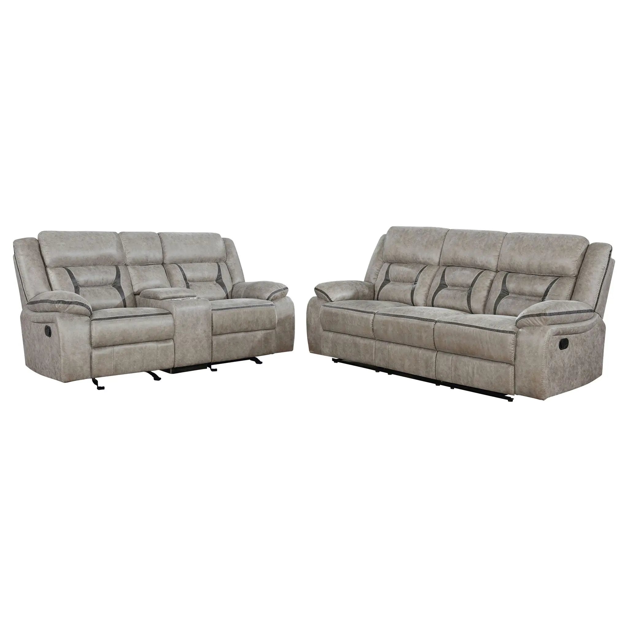 Greer 2-piece Upholstered Reclining Sofa Set Taupe by Unique Piece Furniture