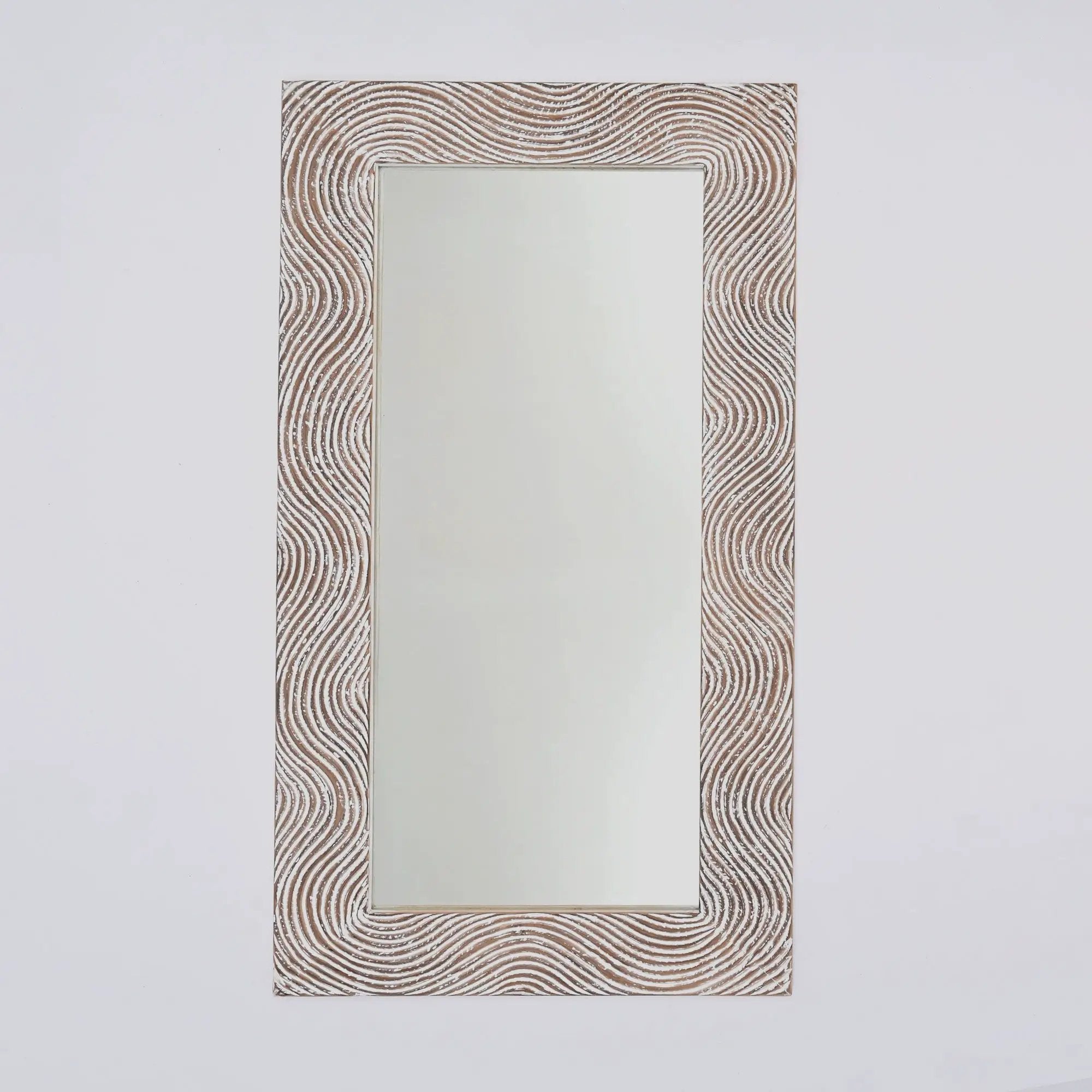 Handcarved Rectangle Mirror Accent With 3mm Glass - Antique White by Unique Piece Furniture
