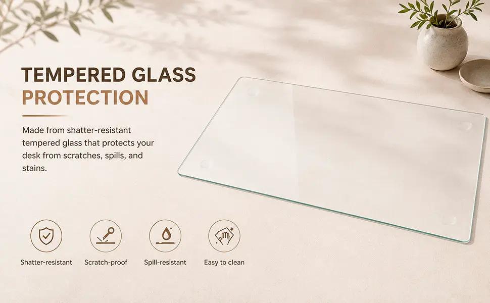 Clear Tempered Glass Table Mat - 20X32 Inch by HouseOfZazla