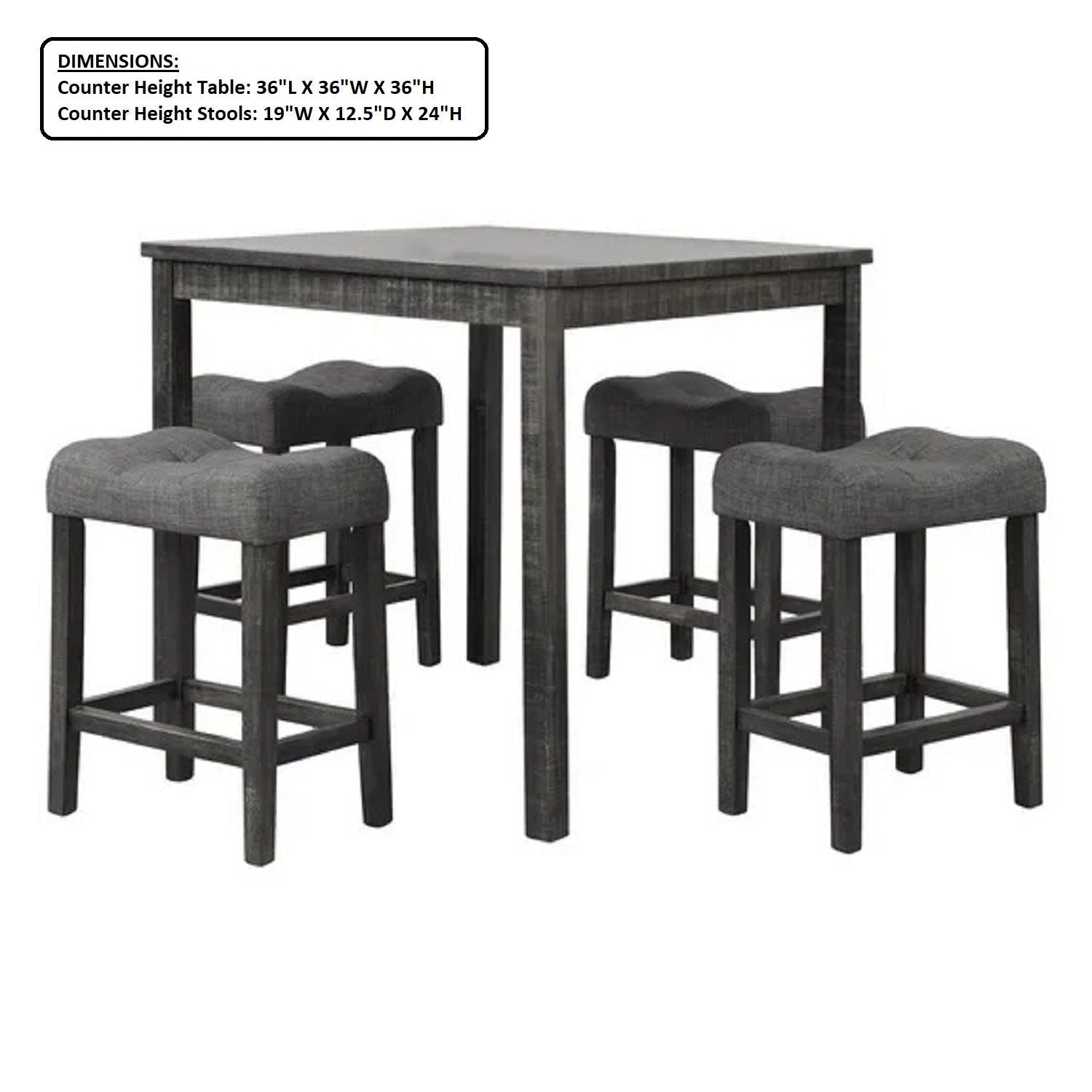 Transitional Counter Dining Set With 4 Tufted Stools by HouseOfZazla