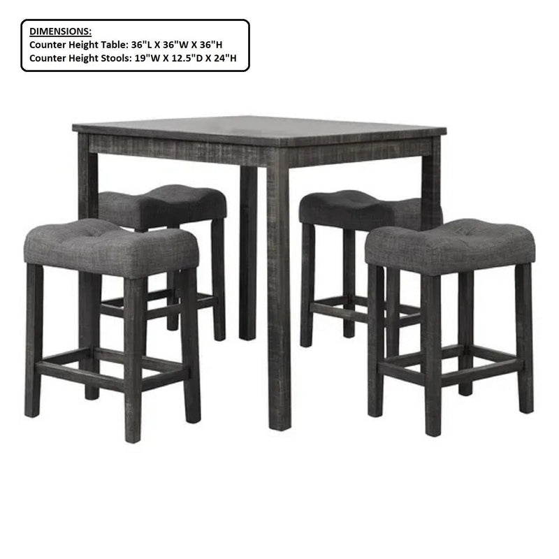 Transitional Counter Dining Set With 4 Tufted Stools by HouseOfZazla