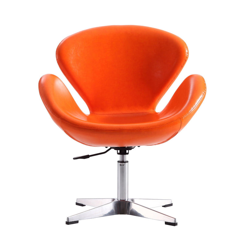 Upholstered Swivel Lounge Chair With Chrome Base And Adjustable Height - Orange by HouseOfZazla