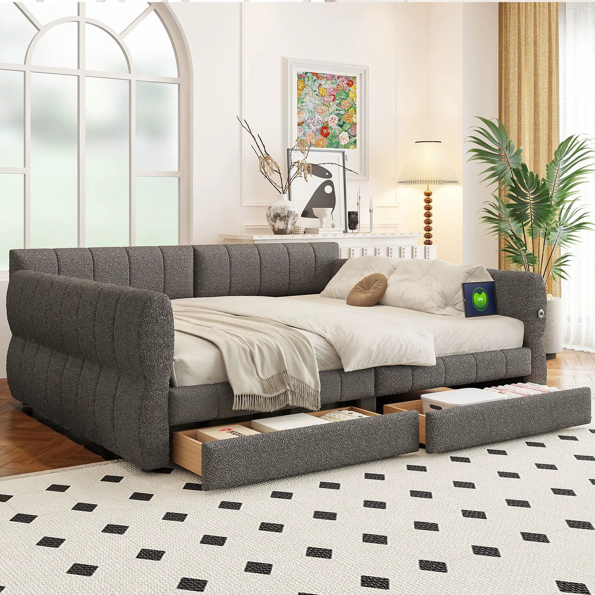 Upholstered Platform Bed With USB Charging by Unique Piece Furniture
