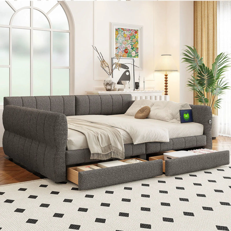 Upholstered Platform Bed With USB Charging by Unique Piece Furniture