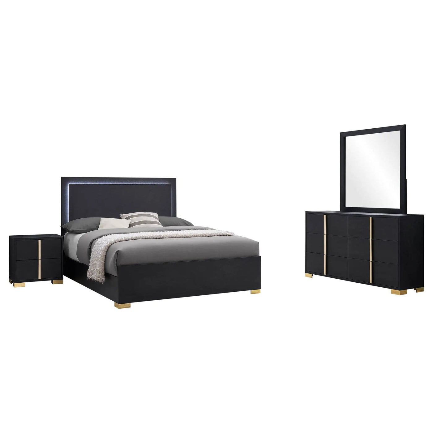 Jeremiah - Bedroom Set With LED Headboard by HouseOfZazla