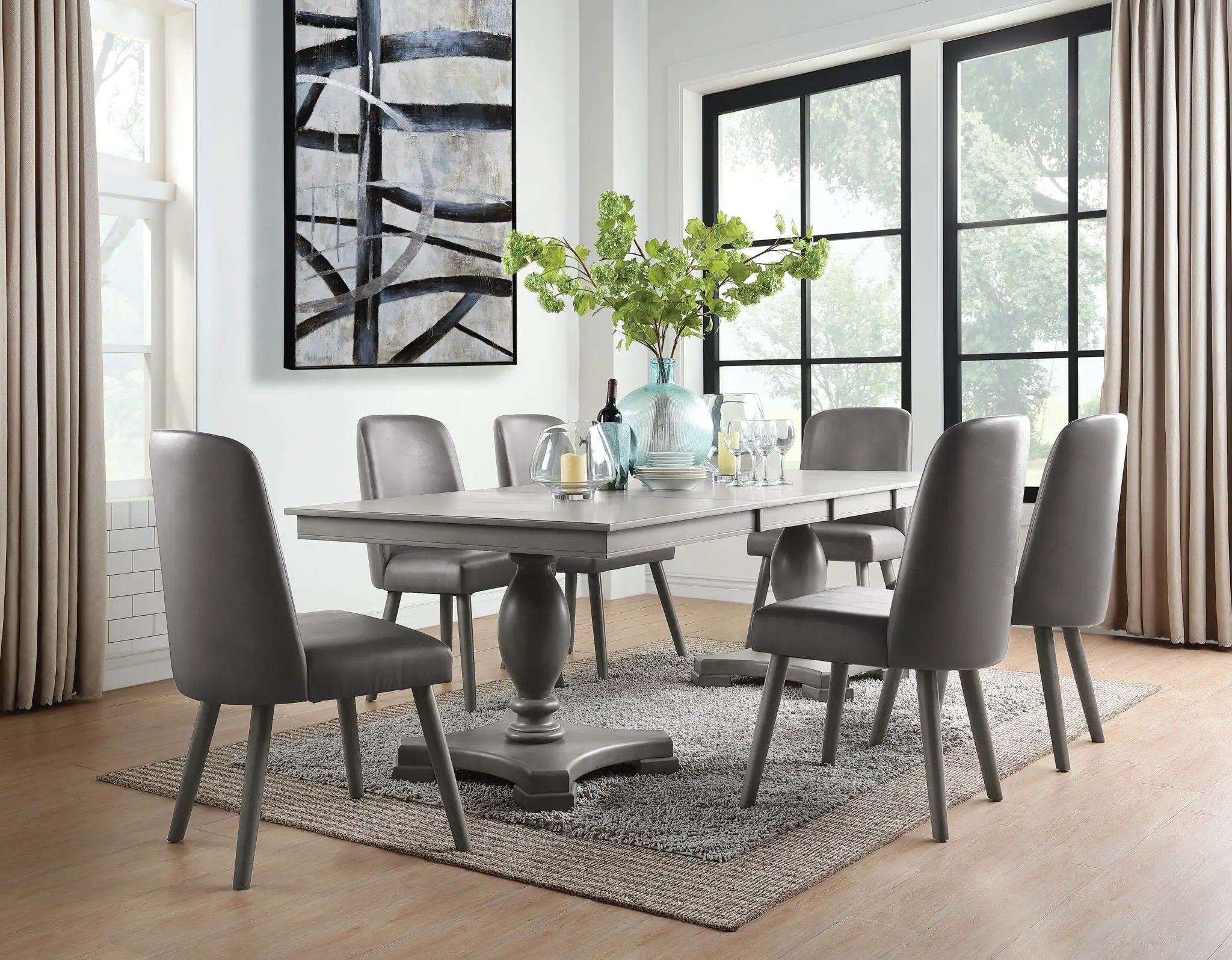 Waylon - 7 Pieces Dining Room Set - Gray / Oak by Unique Piece Furniture