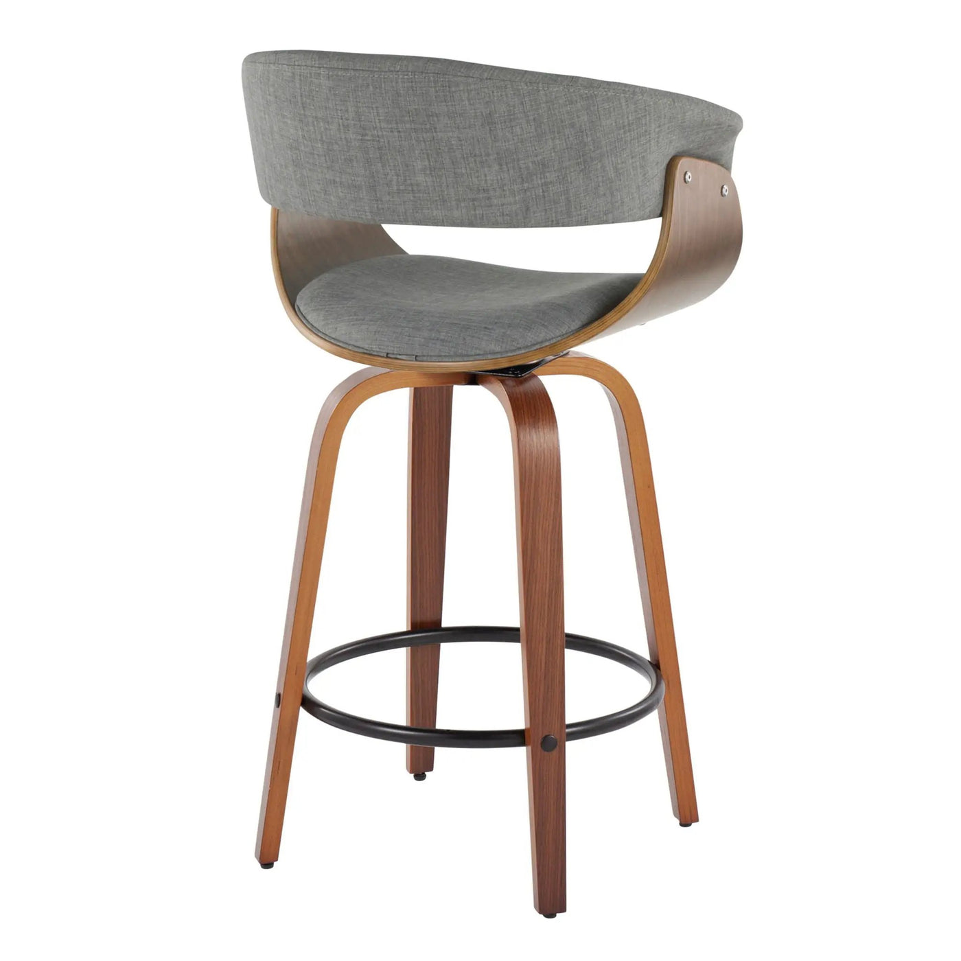 Vintage Mod - Mid Century Modern Fixed Height Counter Stool & Swivel With Round Footrest (Set of 2) by HouseOfZazla