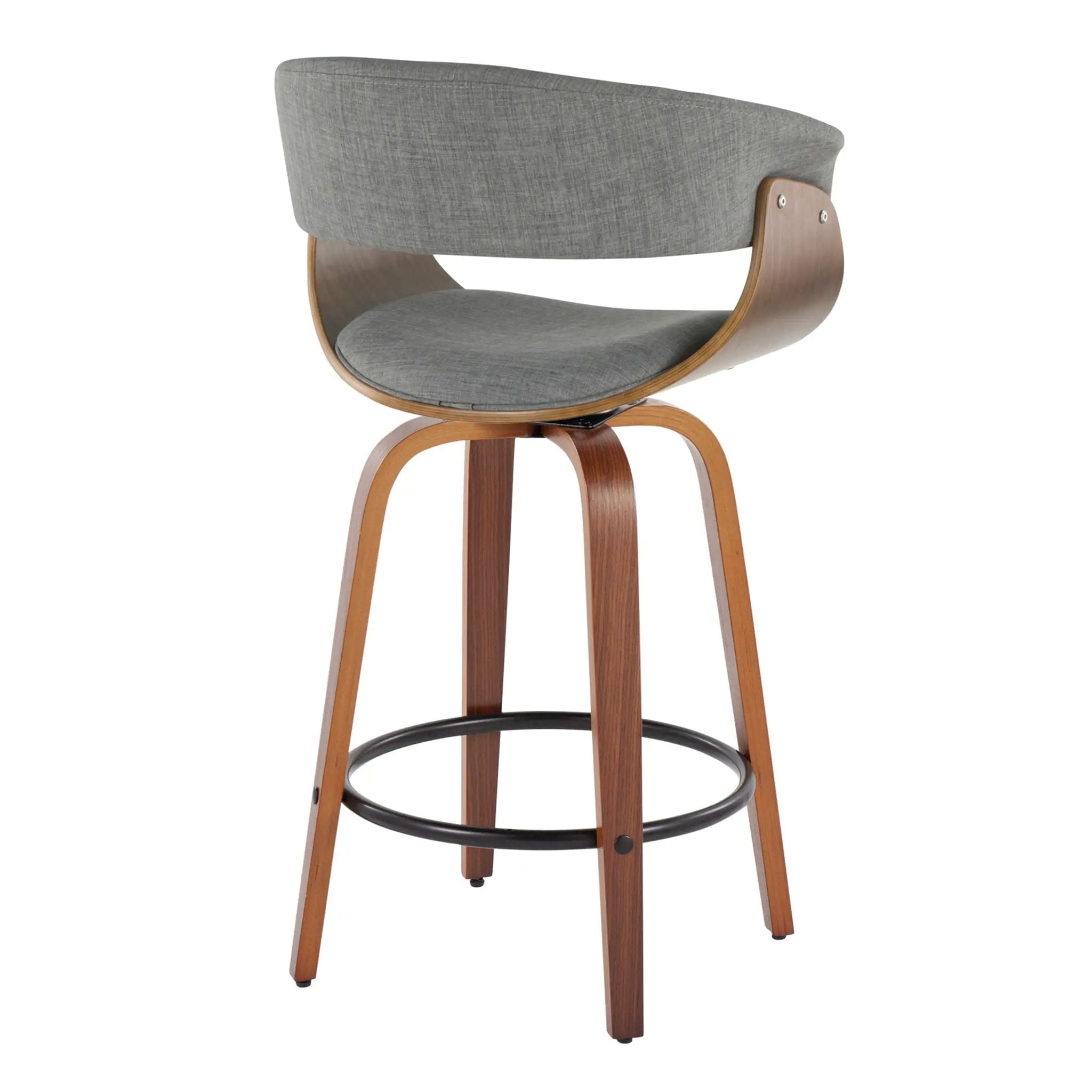 Vintage Mod - Mid Century Modern Fixed Height Counter Stool & Swivel With Round Footrest (Set of 2) by HouseOfZazla