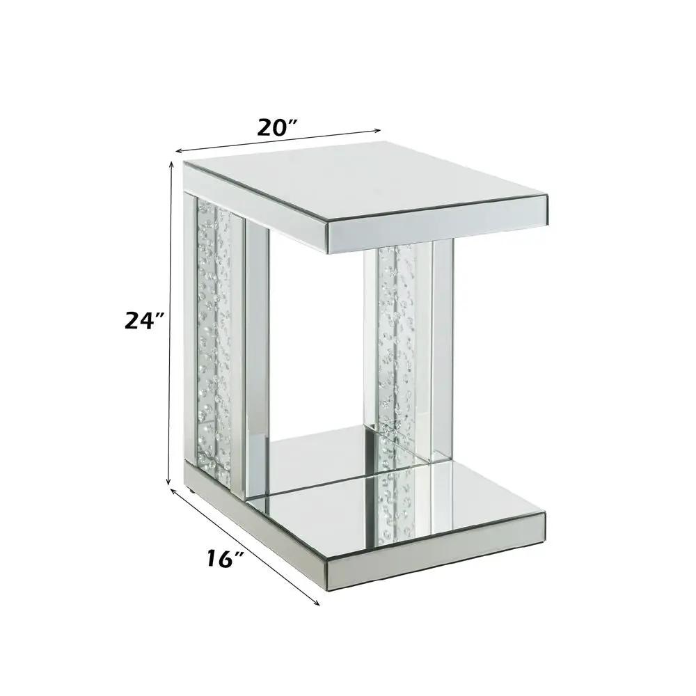 Nysa - 24" Accent Table - Mirrored & Faux Crystals Inlay by Unique Piece Furniture