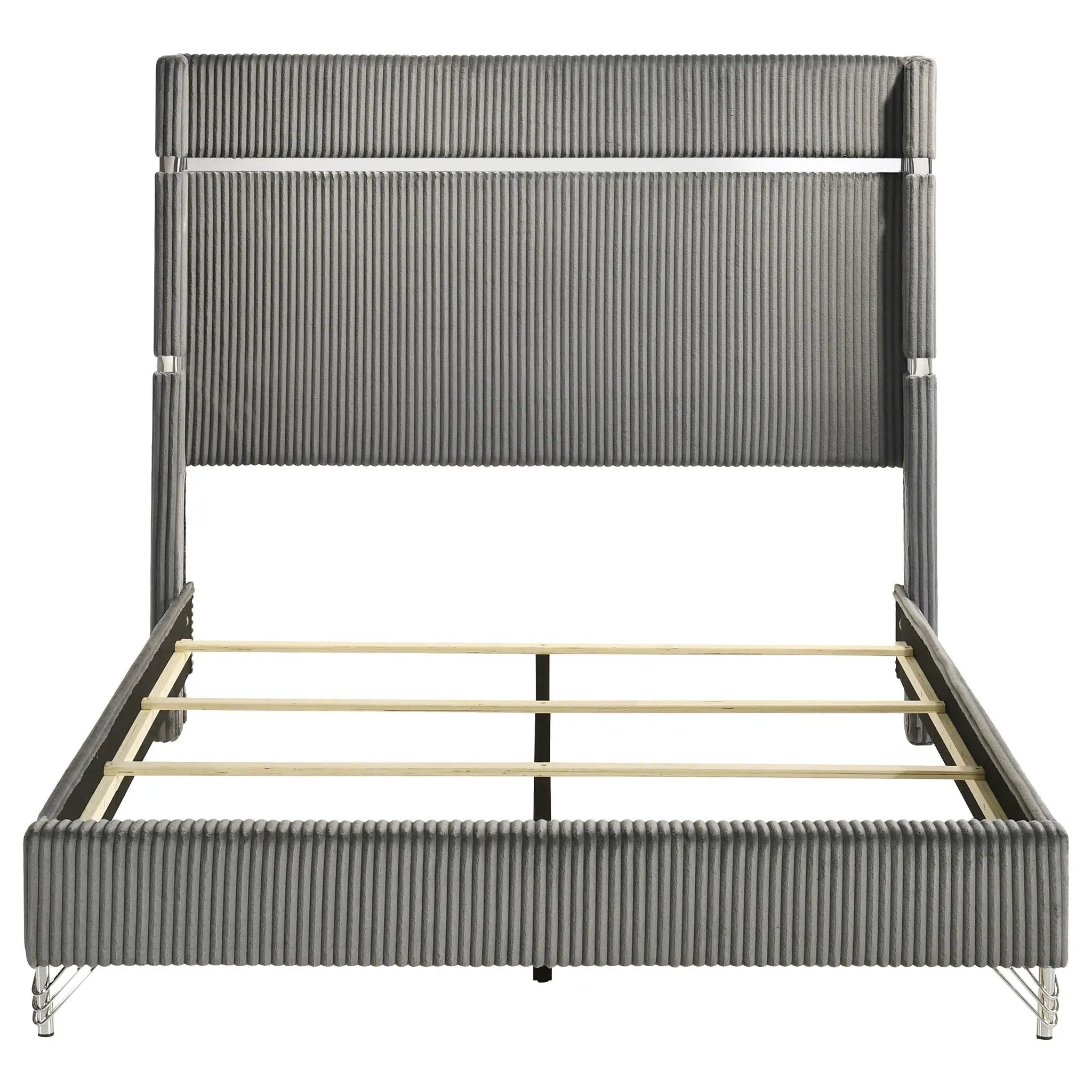 Lucia 61-inch Upholstered Queen Wingback Bed Grey by Unique Piece Furniture
