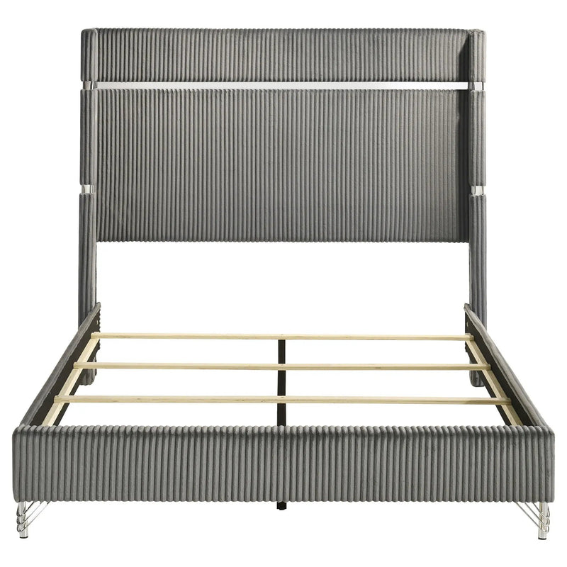 Lucia 61-inch Upholstered Queen Wingback Bed Grey by Unique Piece Furniture