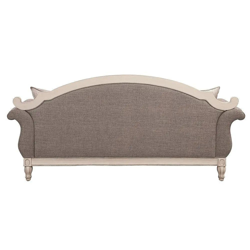 Florian - Sofa With 4 Pillows - Gray Fabric & Antique White by Unique Piece Furniture