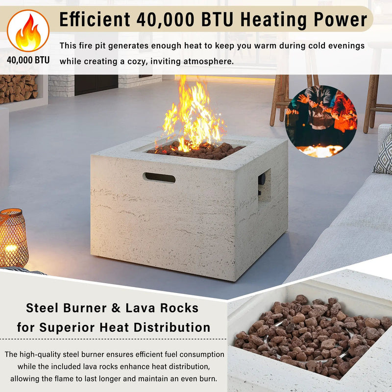 U_Style MGO Outdoor Square Fire Pit with Steel Burner by HouseOfZazla