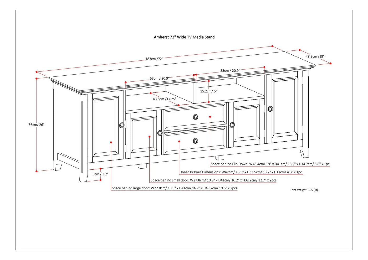 Amherst - Wide TV Media Stand by HouseOfZazla