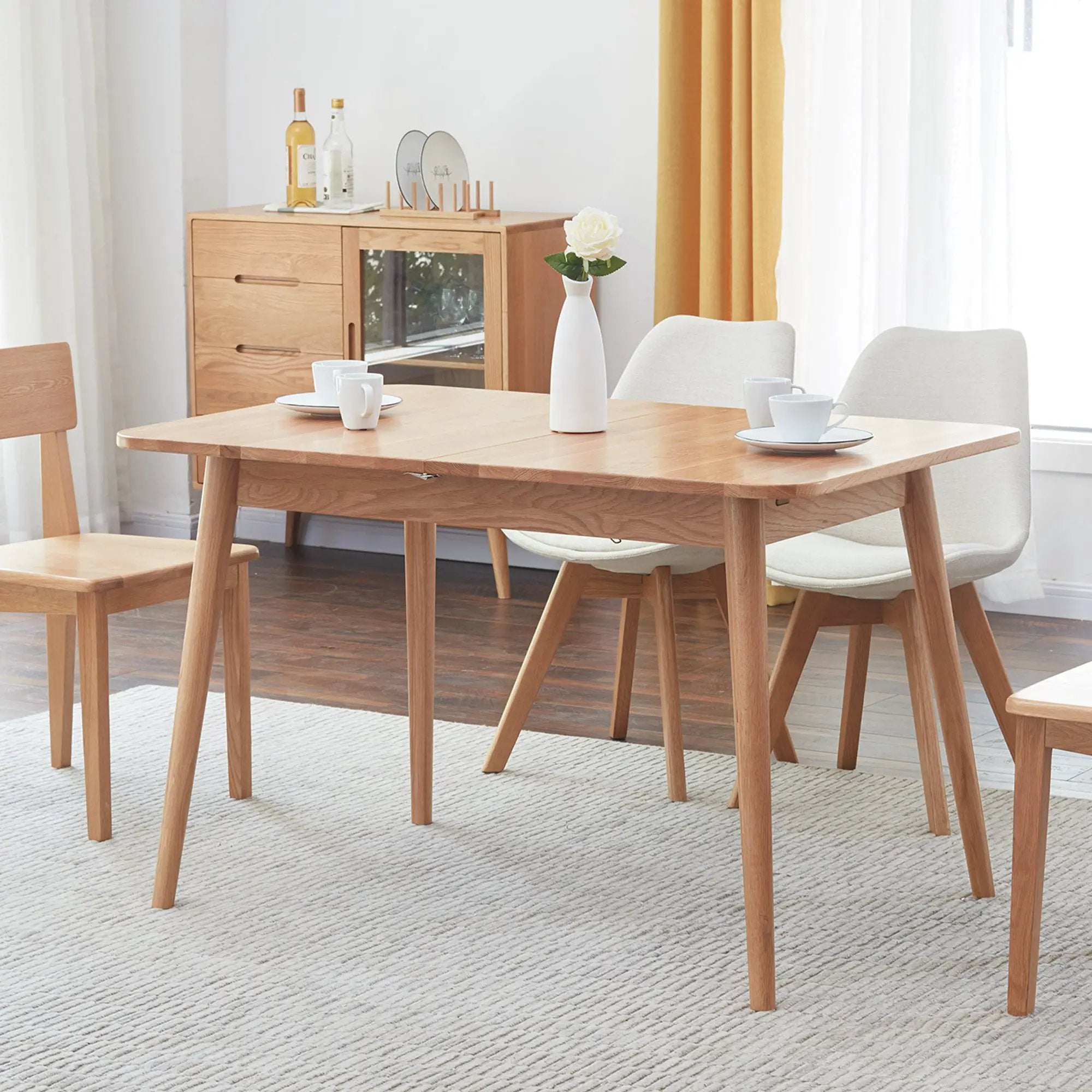 Natural Solid Oak Round Corner Dining Table by BLAKHOM