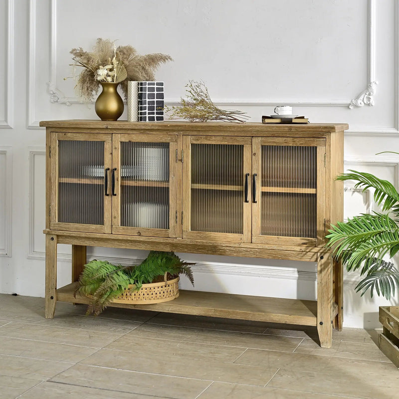 Rectangle Accent Sideboard Cabinet With Storage Shelf, Cabinet For Kitchen - Natural Wood by Unique Piece Furniture