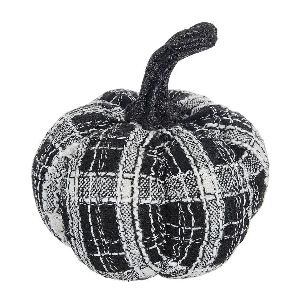 Light Plaid Pumpkin, For Holiday Halloween Decor - Black / White by HouseOfZazla