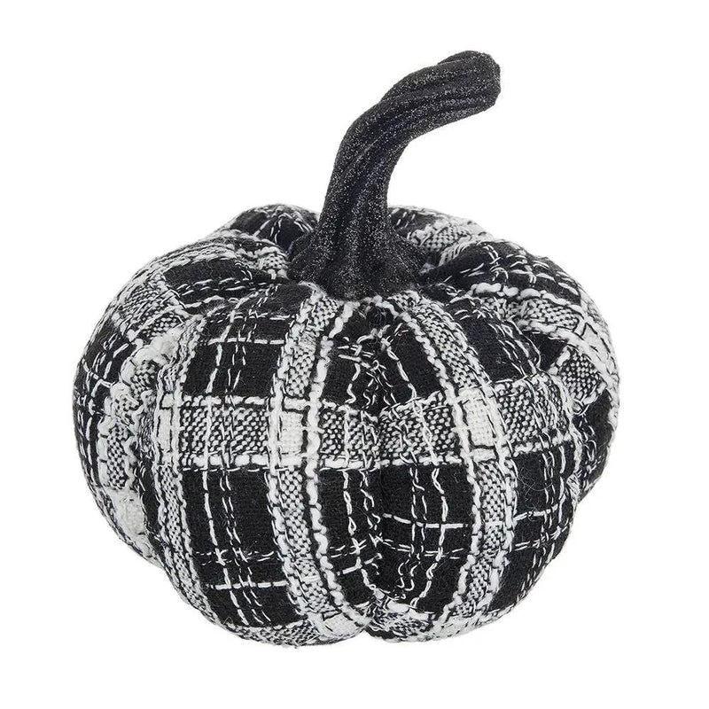 Light Plaid Pumpkin, For Holiday Halloween Decor - Black / White by HouseOfZazla