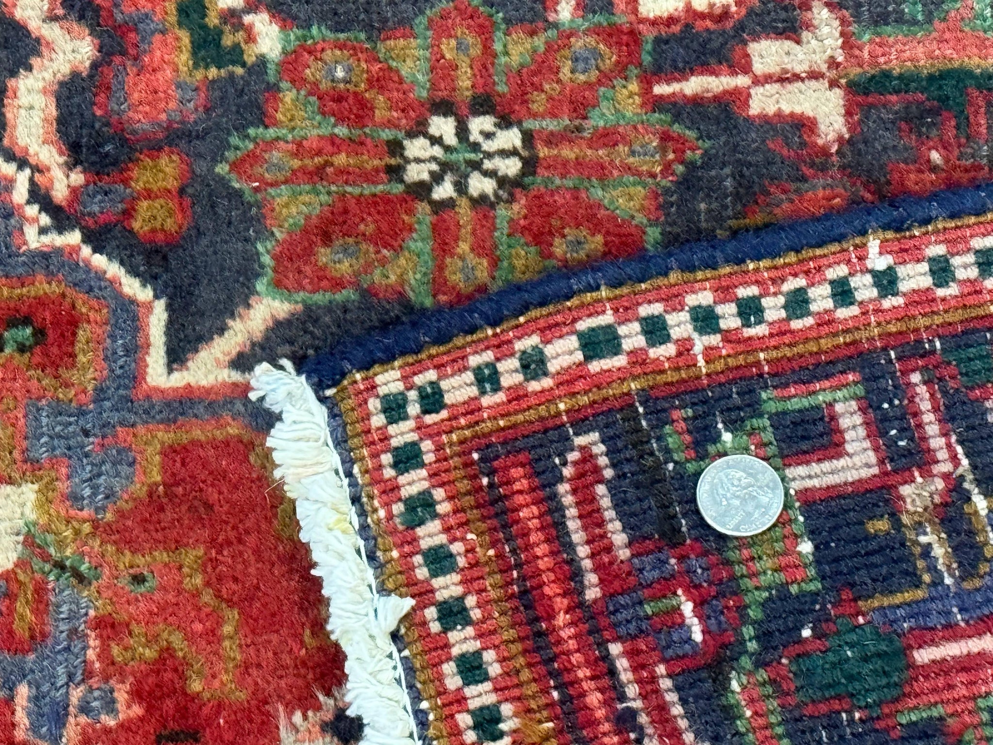 Persian Heriz Rug 6.6 x 9, Geometric Wool Persian Carpet by Jewel Rugs