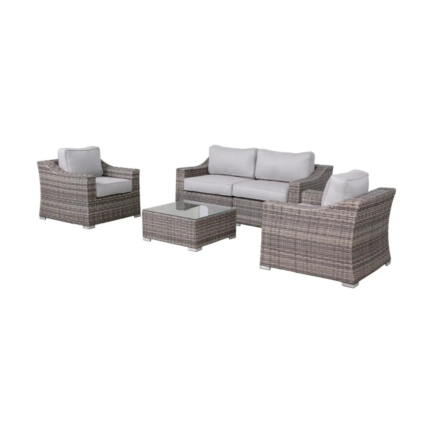 Outdoor Wicker Conversation Set With Cushions, All Weather by HouseOfZazla