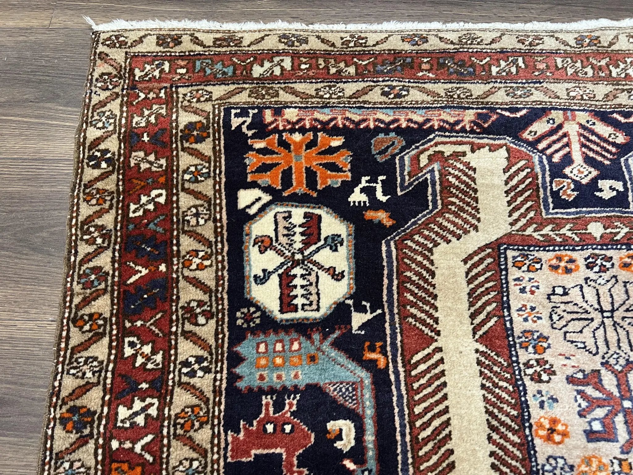 Persian Ardabil Wide Runner Rug 4x10 - Geometric Medallions & Animal Pictorials by Jewel Rugs