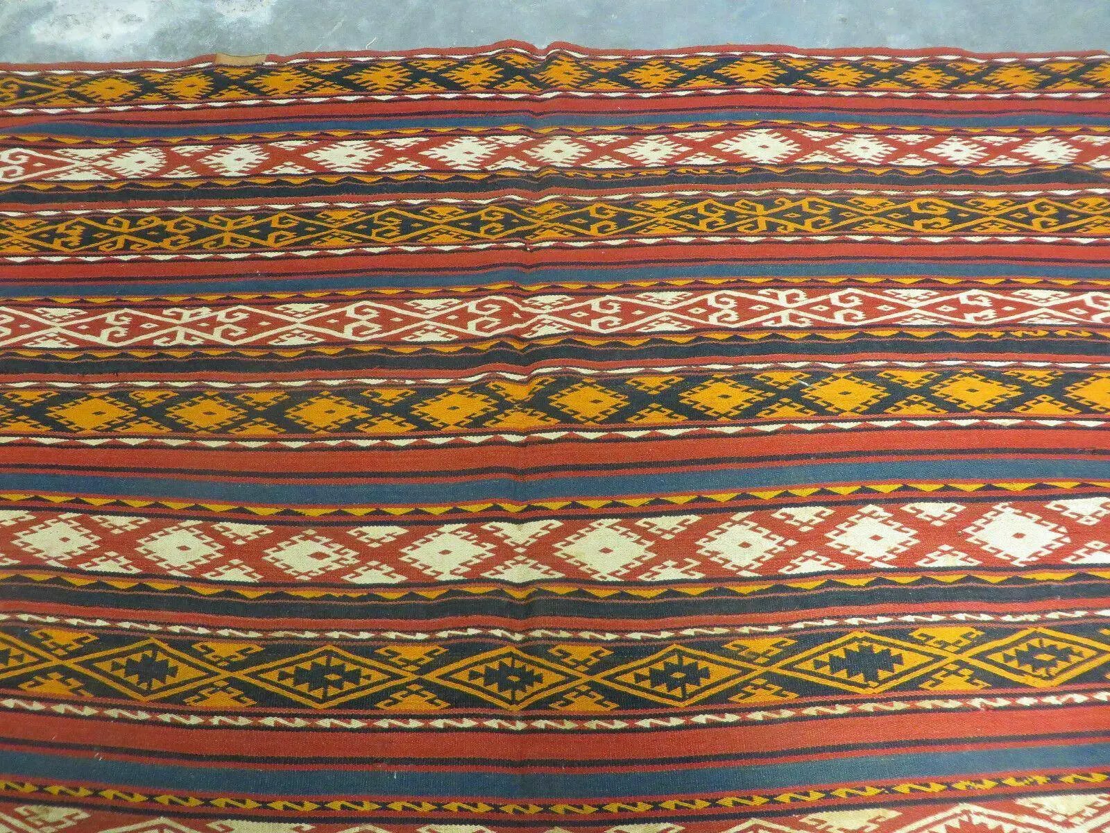 6' X 10' Antique 1930 Turkish Jajim Kilim Handmade Flat Weave Wool Rug Veg Dye by Jewel Rugs