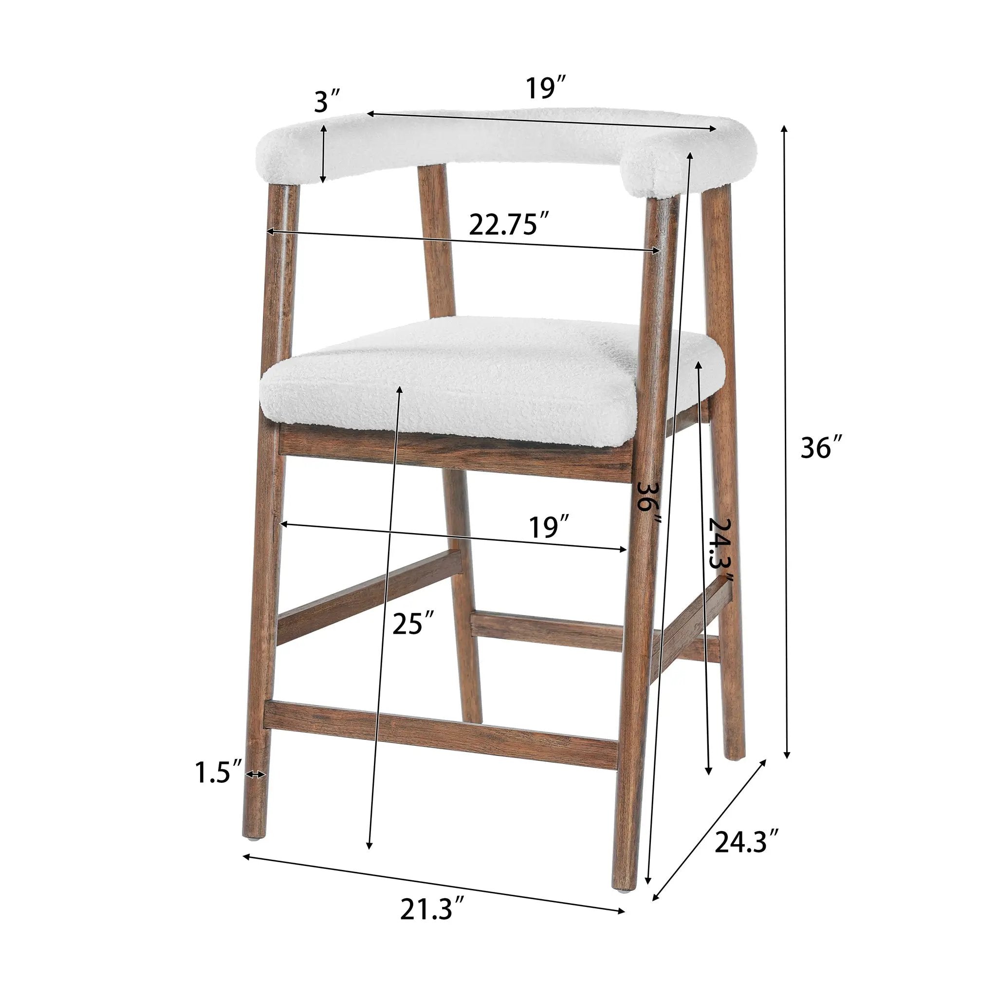 24.5'' Seat Height Bar Stools with Back, Set of 2 by HouseOfZazla