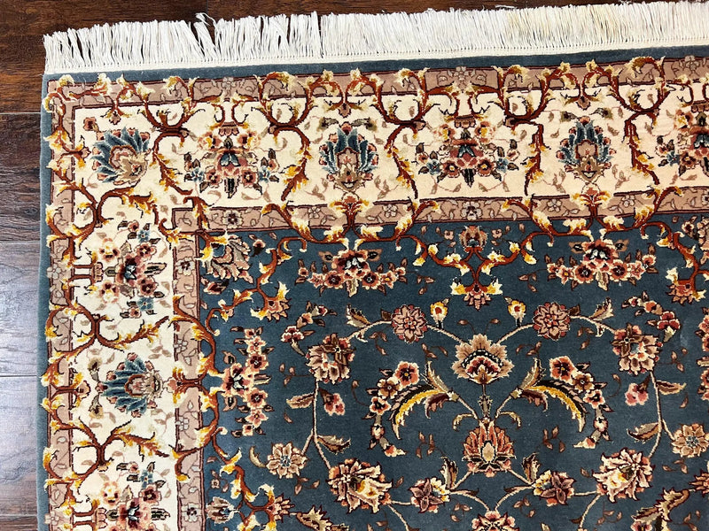 Sino Persian Rug 4x6, Very Fine Oriental Carpet, Handmade Rug 4 x 6, Floral Allover Vintage Traditional Wool & Silk Highlights, 200 KPSI by Jewel Rugs