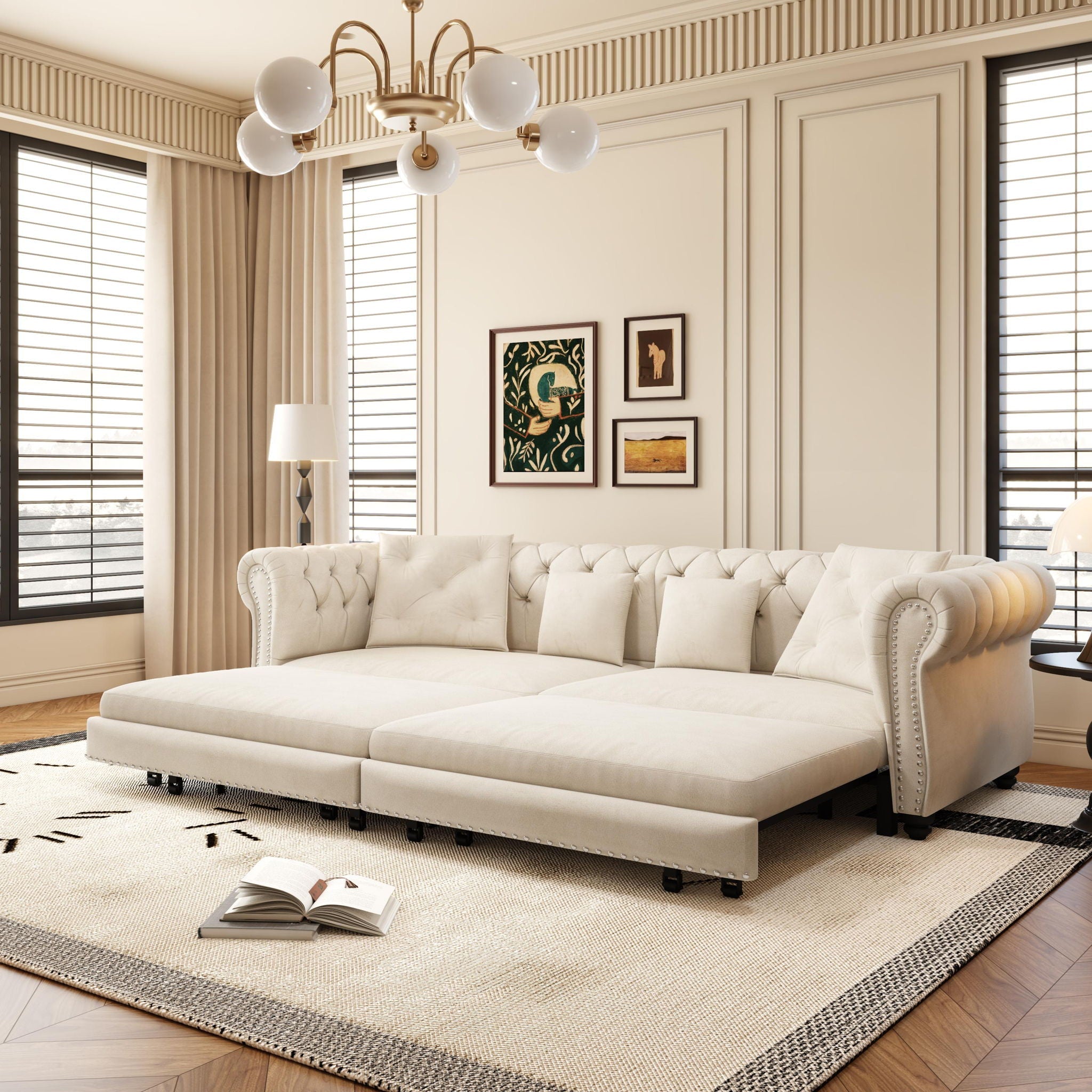3 In 1 Convertible Sleeper Sofa Bed With Movable Ottoman by HouseOfZazla