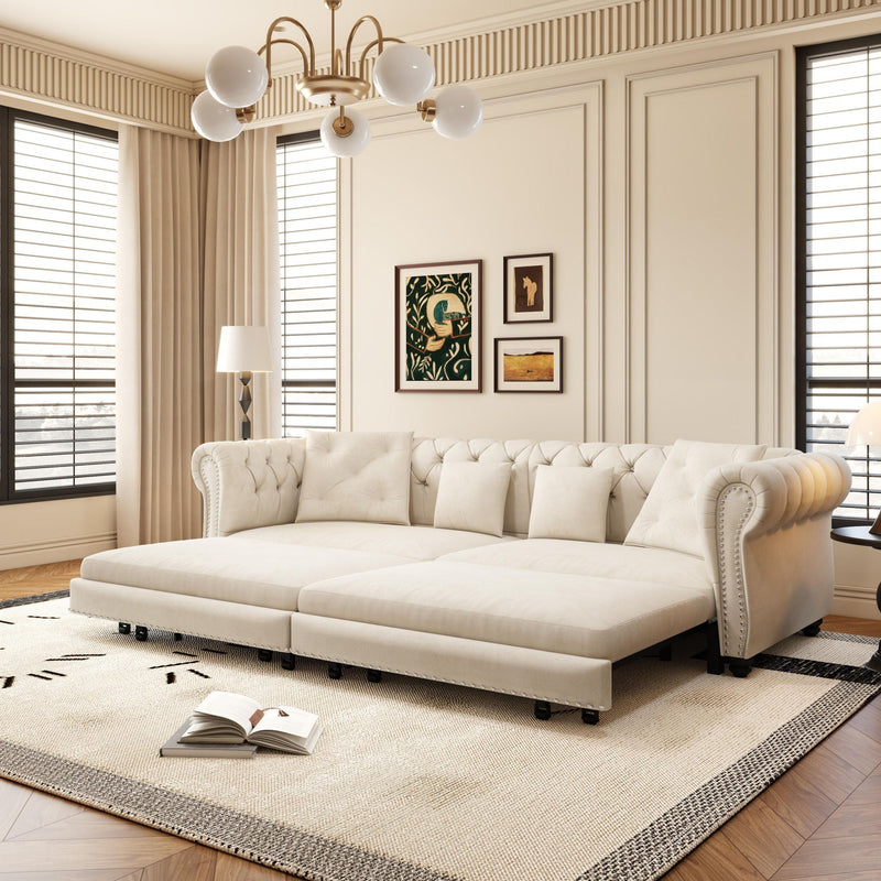 3 In 1 Convertible Sleeper Sofa Bed With Movable Ottoman by HouseOfZazla