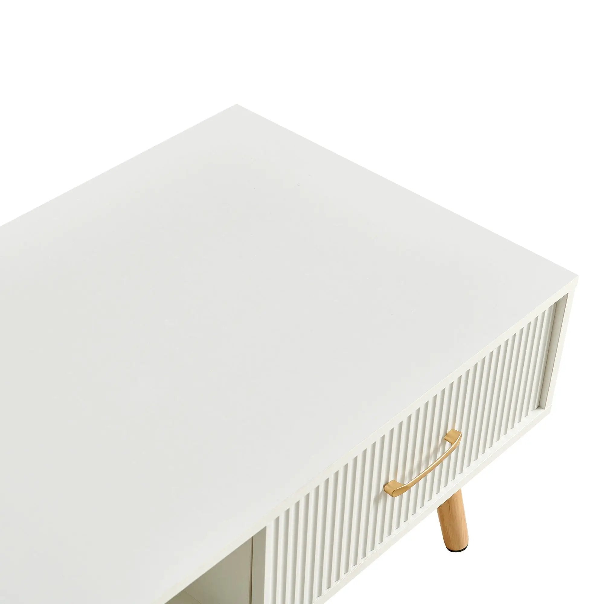 Modern Rectangle Coffee Table With Legs, Sliding Drawer For Storage - White by HouseOfZazla