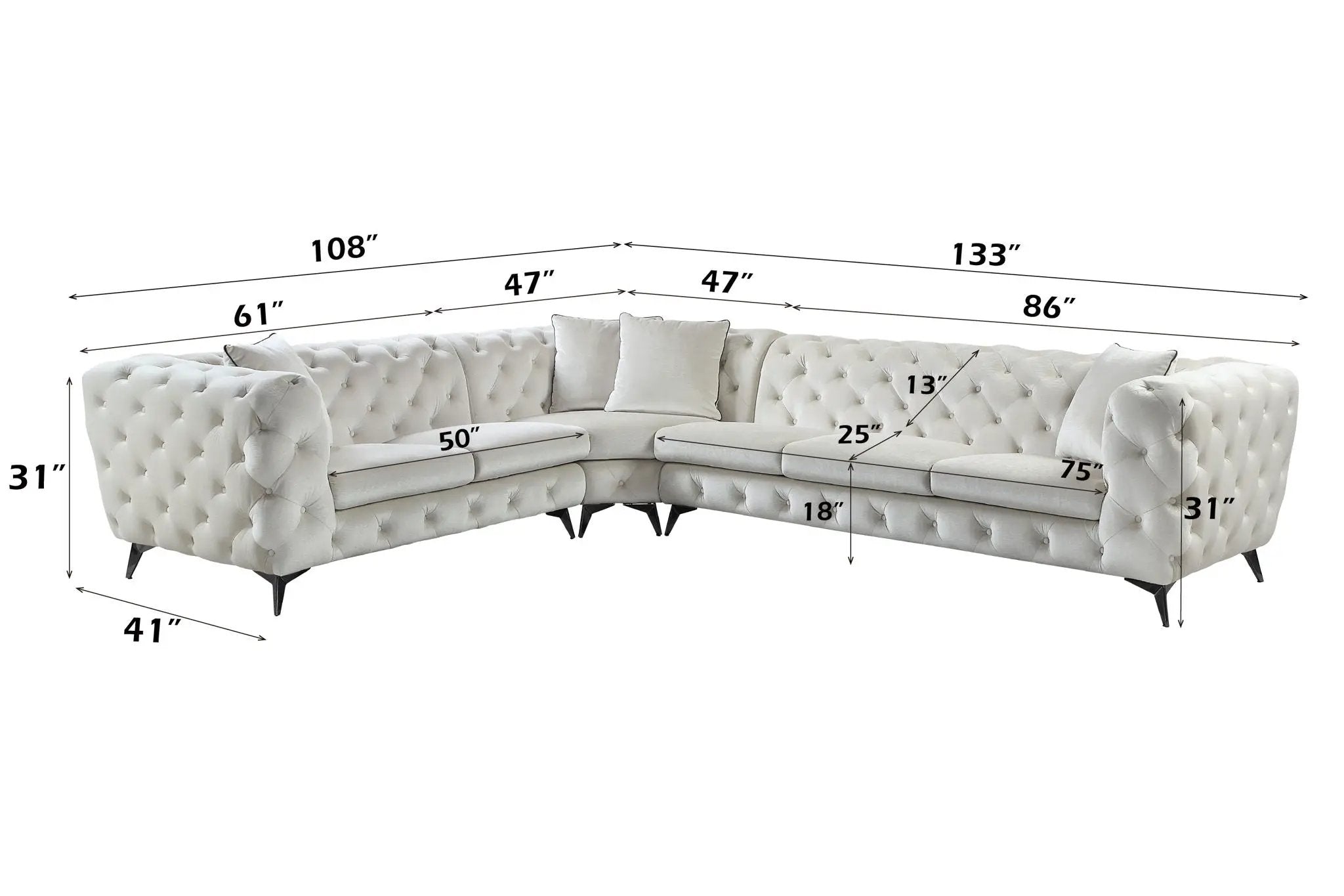 Atronia - Sectional Sofa With 4 Pillows - Beige by Unique Piece Furniture