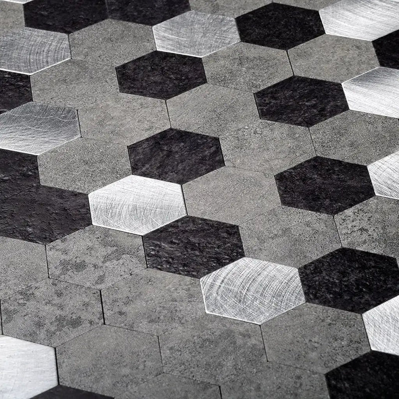 Silver 11x11 Honed Hexagon PVC Peel & Stick Tile (10 pack, 8.79 sq ft/case) by Apollo Tile