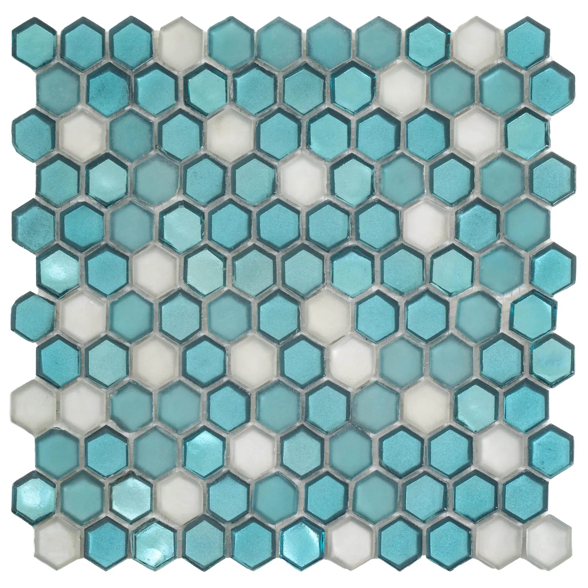 Blue 11x11 Glossy Matte Hexagon Glass Mosaic Tile (10 pack, 8.63 sq ft/case) by Apollo Tile