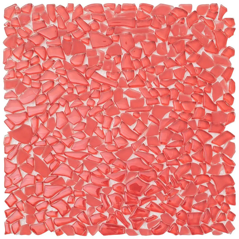 Red 11x11 Glossy Matte Multi-shaped Glass Mosaic Tile (5 pack, 4.36 sq ft/case) by Apollo Tile