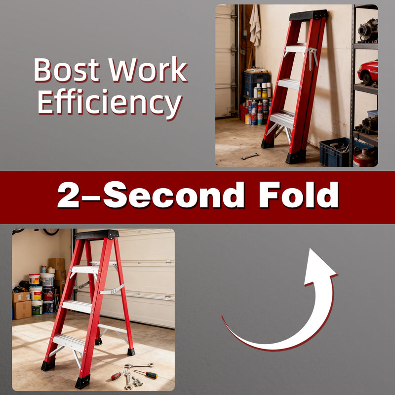 Fiberglass Single-Sided Stepladder for Electrical and Construction Use by HouseOfZazla