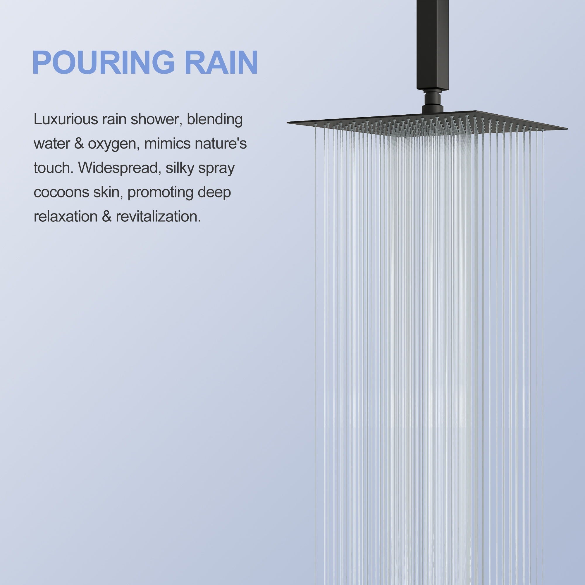 Modern 10" Square Rainfall Shower Head & Stainless Steel Wall Or Ceiling Mount Luxury Spa Shower Panel by HouseOfZazla