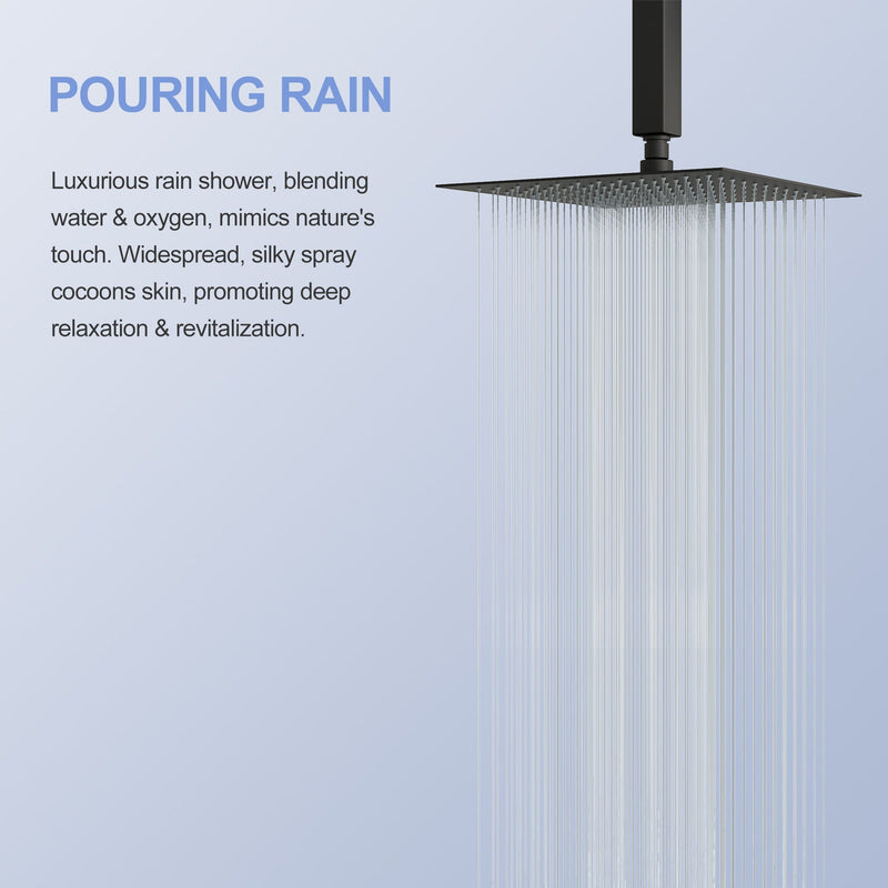 Modern 10" Square Rainfall Shower Head & Stainless Steel Wall Or Ceiling Mount Luxury Spa Shower Panel by HouseOfZazla