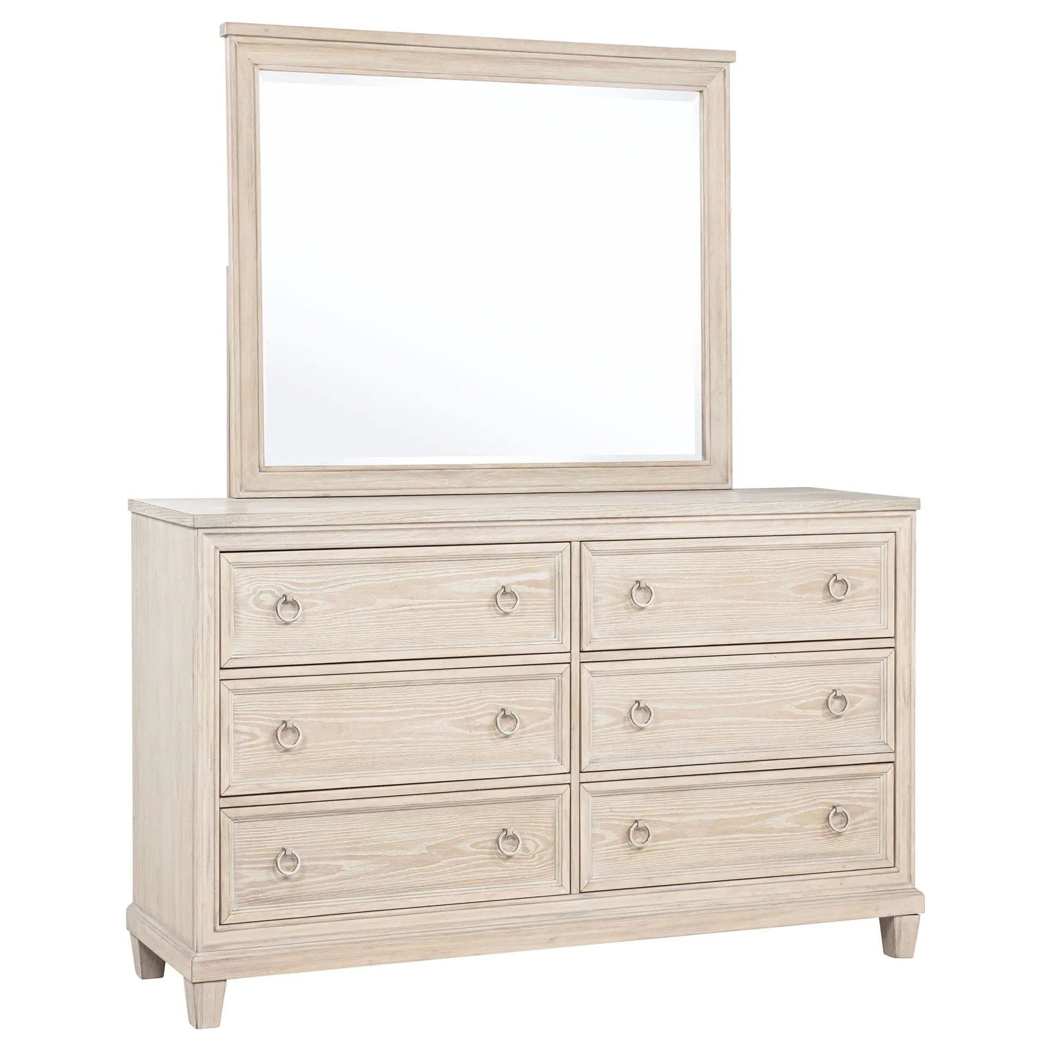 Pembroke 6-drawer Bedroom Dresser with Mirror Washed Oak by Unique Piece Furniture