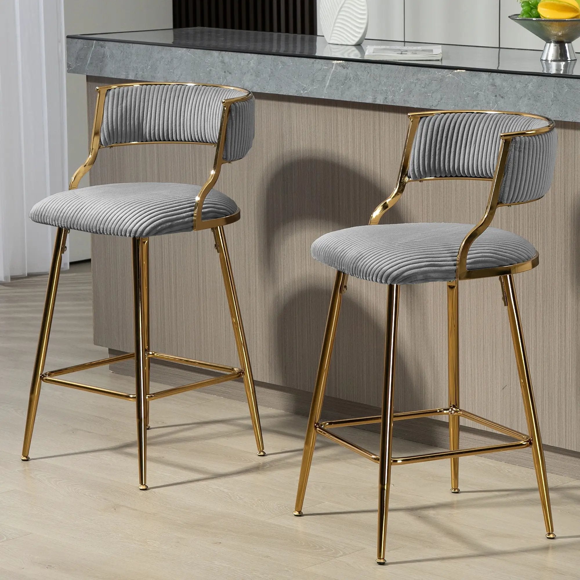 Counter Height Bar Stools With Powder Coating Base And Footrest (Set of 2) - by Unique Piece Furniture