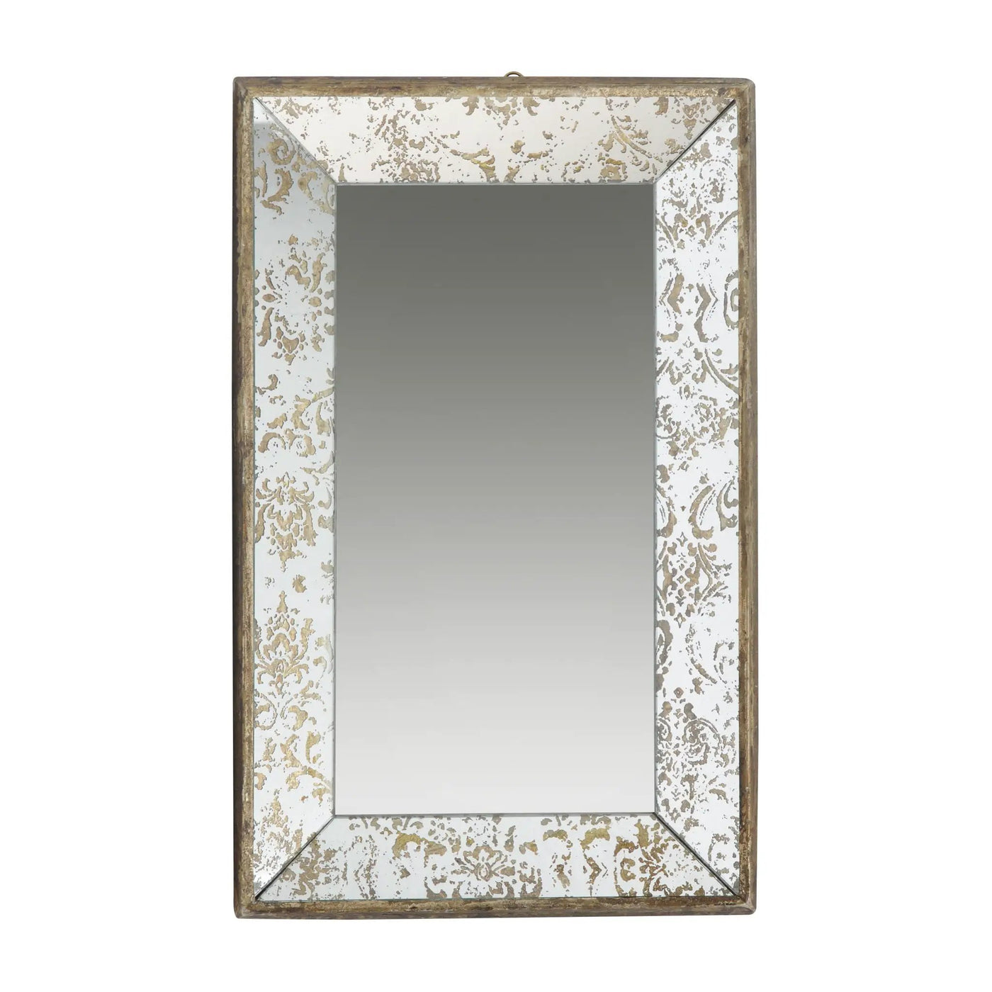 Antique Rectangle Mirror With Floral Accents, Mirrored Display Tray, Hanging Wall Mirror by Unique Piece Furniture