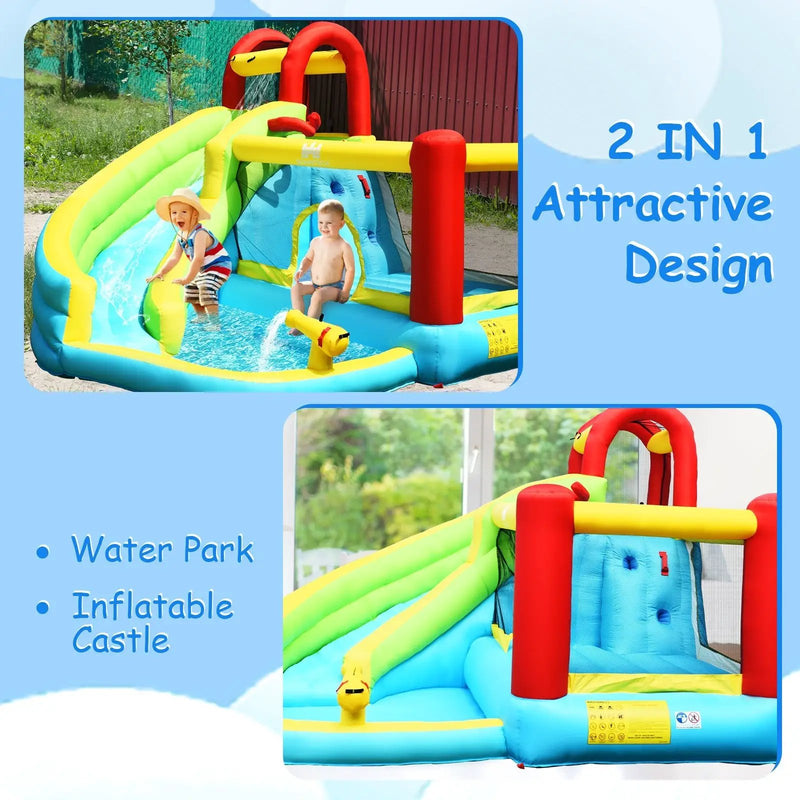 6-in-1 Inflatable Bounce House with Climbing Wall and Basketball Hoop without Blower by DirectDeals